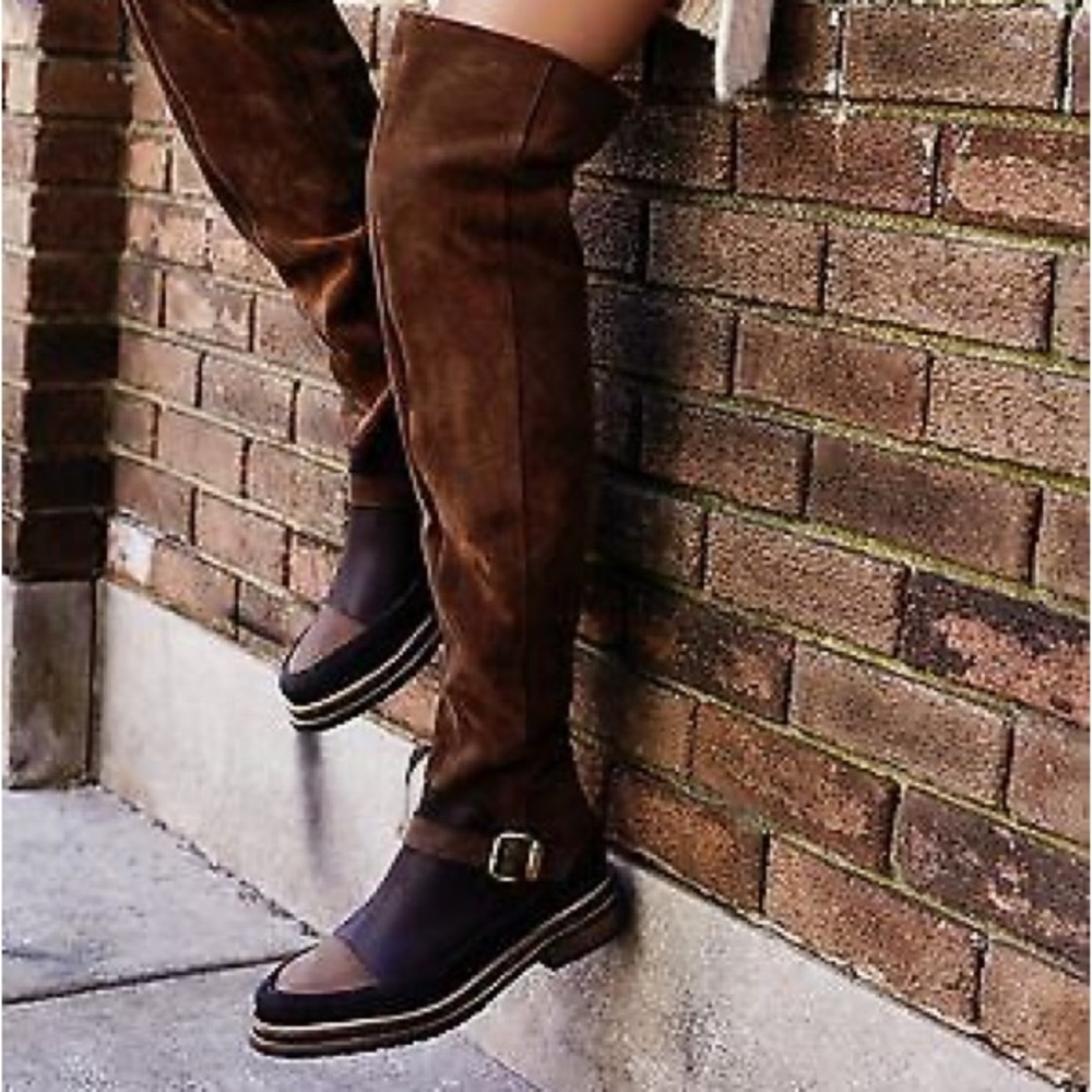 NWOT FREE PEOPLE: Banter Over The Knee Boot Brown 40 Euro / 9.5 US